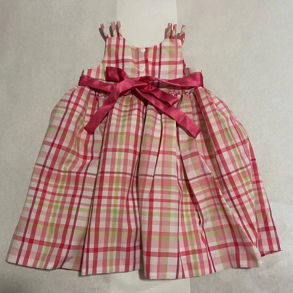 Bonnie Jean Size 3T- 4T Girls Plaid Dress & Bolero Pink Green Formal Church Set